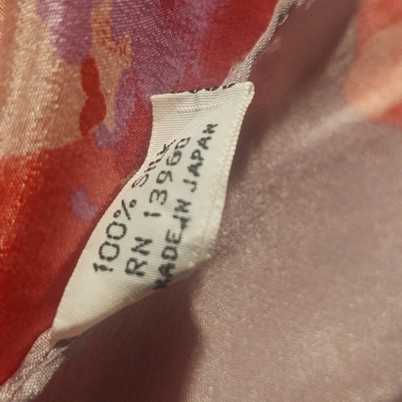 Gray and Pink Flowers Print Silk Scarf - Picture 3 of 4